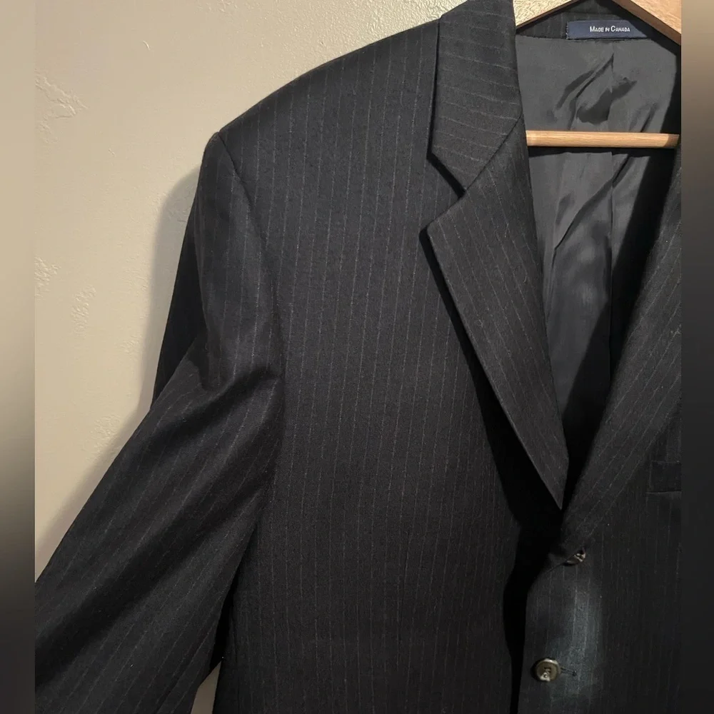 Lauren Ralph Lauren Classic Black Pinstripe Men's Blazer Wool/Cashmere Blend 46S